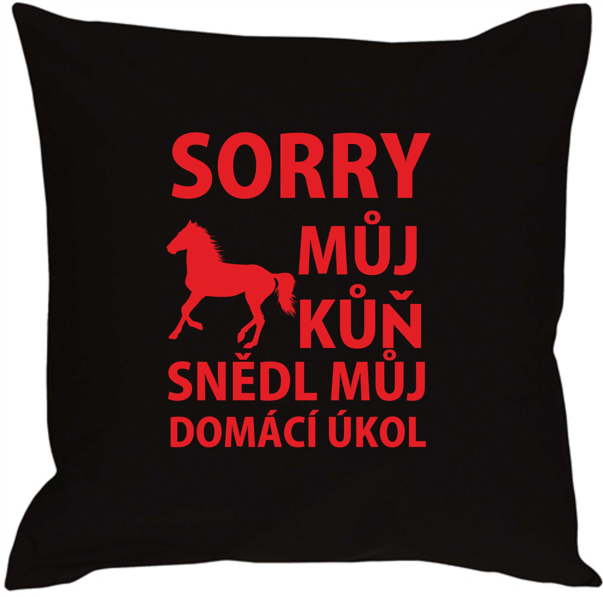 Polštář sorry můj kůň sežral domácí úkol