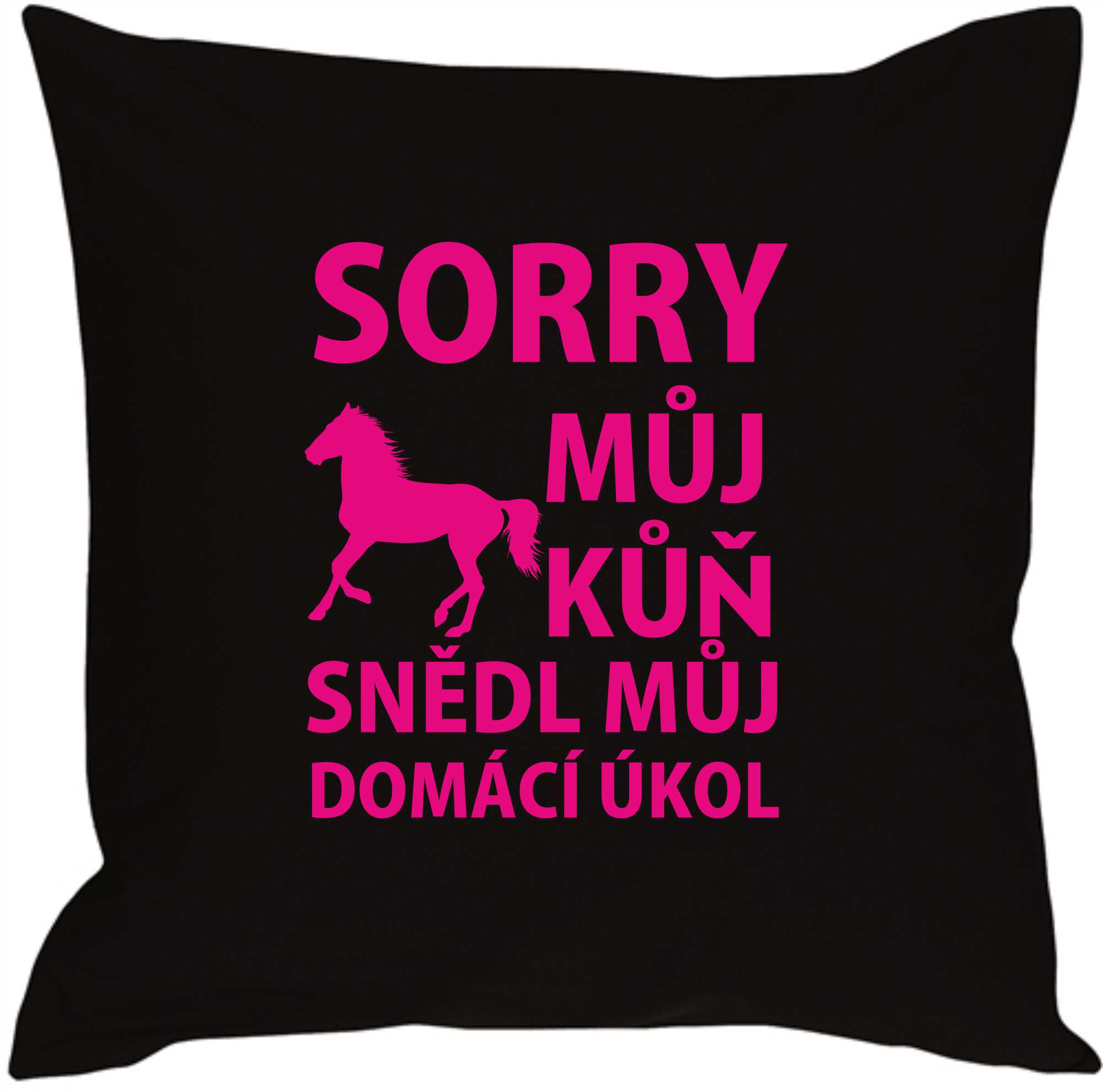 Polštář sorry můj kůň sežral domácí úkol