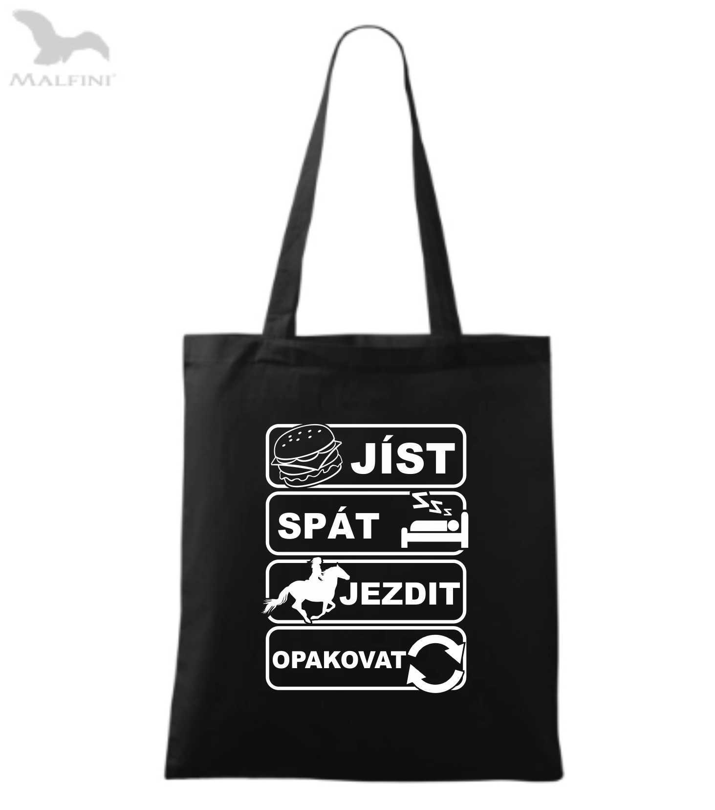 Látková taška jíst spát jezdit opakovat