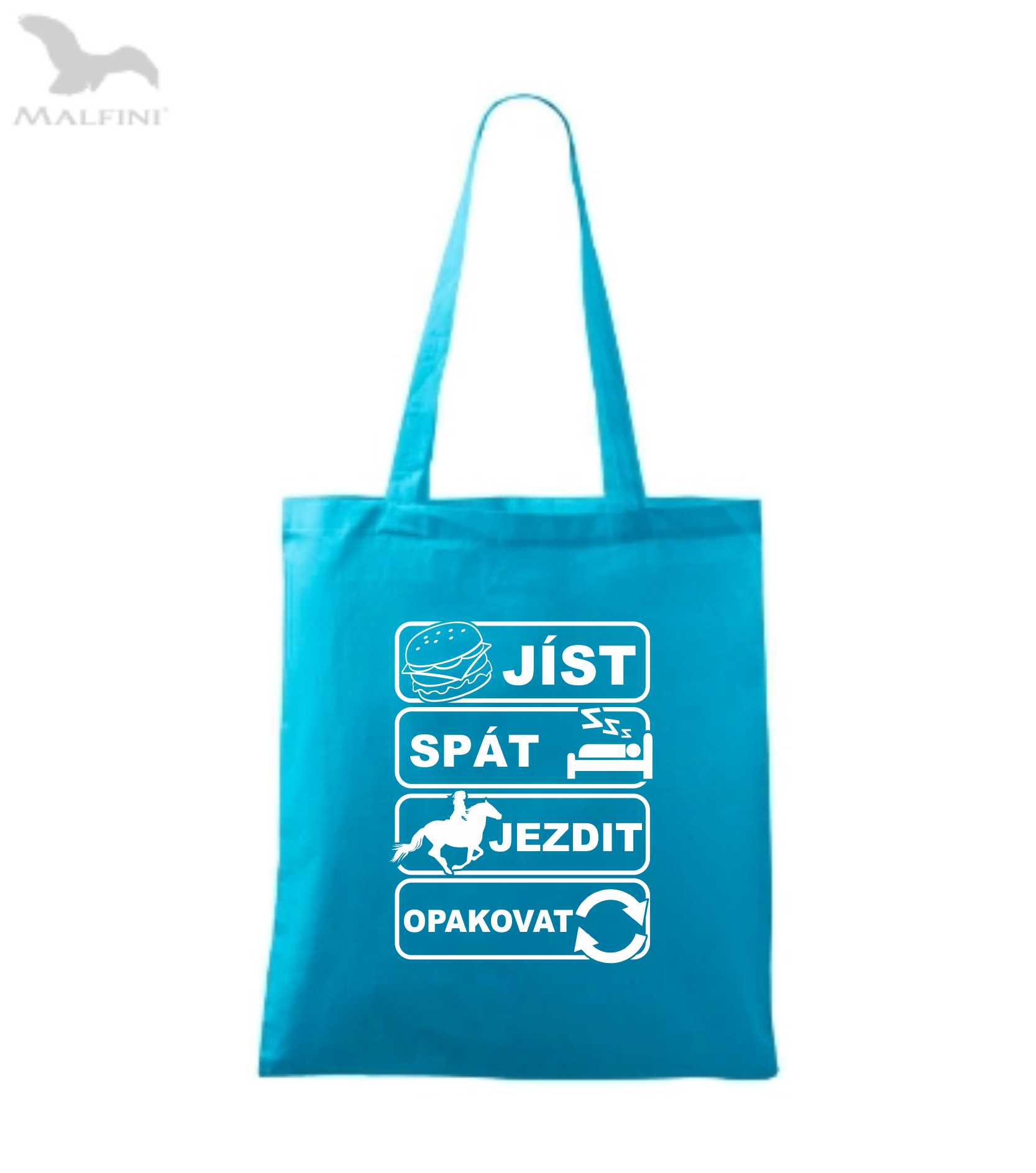 Látková taška jíst spát jezdit opakovat