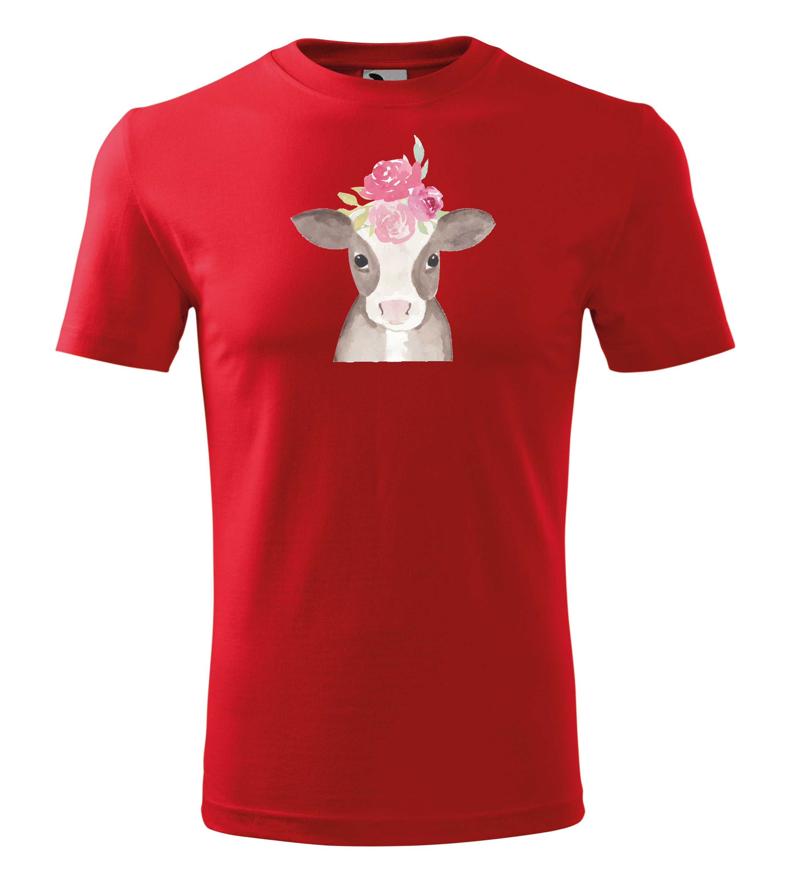 Tričko telátko s růžovými kytičkami - dětské