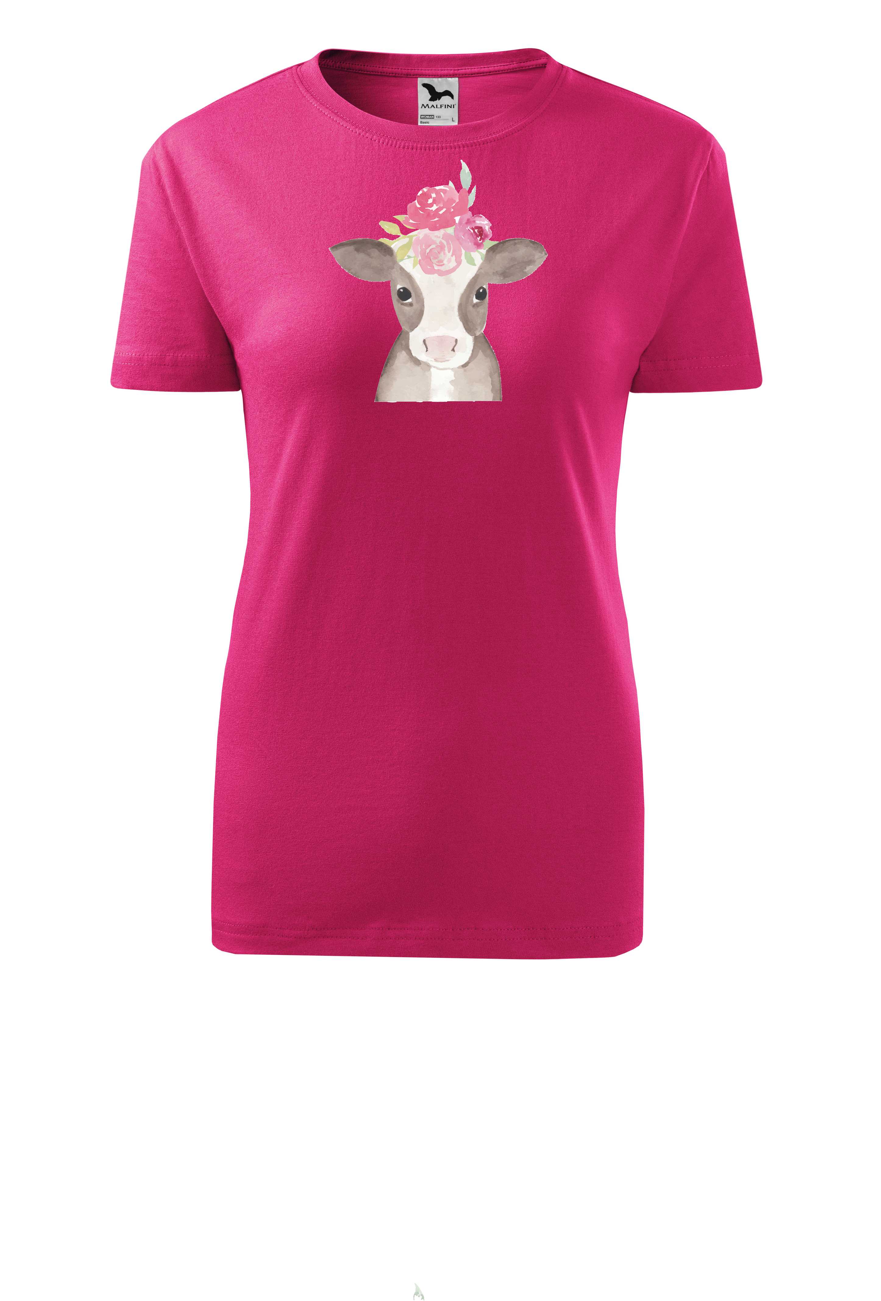 Tričko telátko s růžovými kytičkami - dětské